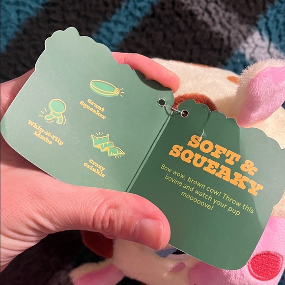 Plush Dog Toy Set — Pink radish with Green Leaf & Cream Cow - Picture 10 of 14